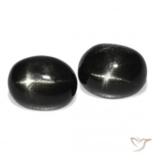9.92 ctw Black Star Diopside Stones, Natural Star Diopside in Oval Cabochon Shape for Sale