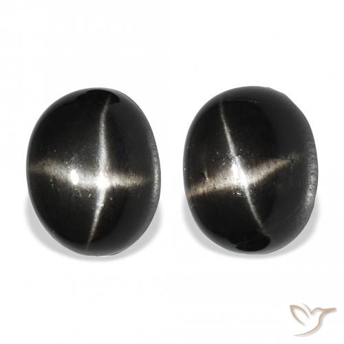 11.38 ctw Black Star Diopside Gemstones, Star Diopside Gems in Oval Cabochon Shape for Sale.