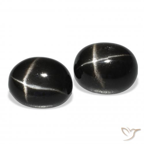 11.38 ctw Black Star Diopside Stones, Natural Star Diopside in Oval Cabochon Shape for Sale