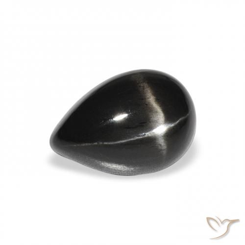 2.37ct Natural Black Star Diopside, Pear Shape, Opaque