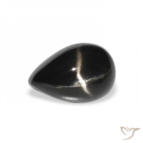 2.63ct Natural Black Star Diopside, Pear Shape, Opaque