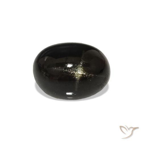 1.38 ct Black Star Diopside Gemstone, Star Diopside Gem in Oval Cabochon Shape for Sale.