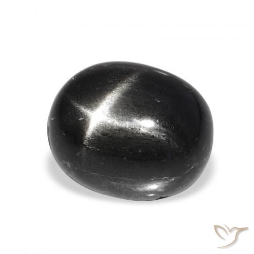 7.08 ct Black Star Diopside Stone, Natural Star Diopside in Oval Cabochon Shape for Sale