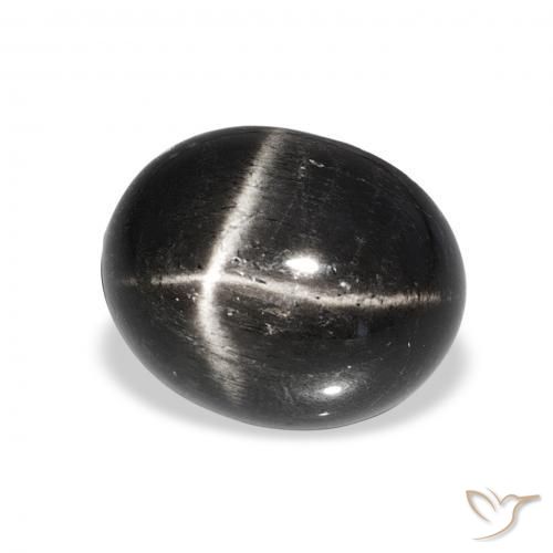 6.01 ct Black Star Diopside Stone, Natural Star Diopside in Oval Cabochon Shape for Sale