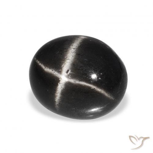 6.66 ct Black Star Diopside Stone, Natural Star Diopside in Oval Cabochon Shape for Sale