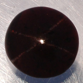 4.36 ct Black Star Garnet Gemstone, Star Garnet Gem in Round Cabochon Shape for Sale.