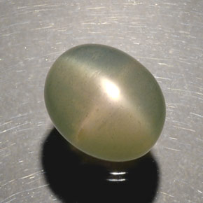 5.17 ct Green Star Moonstone Gemstone, Star Moonstone Gem in Oval Cabochon Shape for Sale.