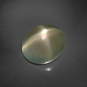 4.89 ct Green Star Moonstone Gemstone, Star Moonstone Gem in Oval Cabochon Shape for Sale.