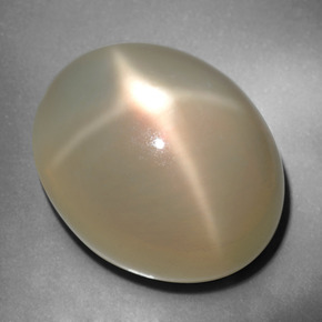 34.76 ct Cream Star Moonstone Gemstone, Star Moonstone Gem in Oval Cabochon Shape for Sale.
