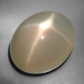 34.76 ct Cream Star Moonstone Stone, Natural Star Moonstone in Oval Cabochon Shape for Sale