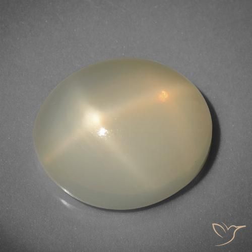 Pierre de Lune Étoilé Jaune oval cabochon de l'Inde, 15,1 x 13mm, poids de 9,32 ct, pierre gemme naturelle Non traité de pureté Translucide, 1 pièce Pierre de Lune Étoilé, couleur Jaune clair, dureté Mohs de 6 à 6.5, Photo A