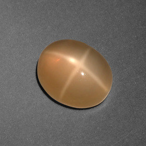 3.01 ct Orange Star Moonstone Stone, Natural Star Moonstone in Oval Cabochon Shape for Sale