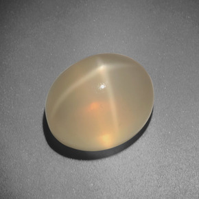 5.51 ct Cream Star Moonstone Gemstone, Star Moonstone Gem in Oval Cabochon Shape for Sale.