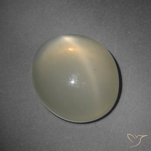 Pierre de Lune Étoilé Jaune oval cabochon de l'Inde, 16,2 x 14,1mm, poids de 10,38 ct, pierre gemme naturelle Non traité de pureté Translucide, 1 pièce Pierre de Lune Étoilé, couleur Jaune clair, dureté Mohs de 6 à 6.5, Photo A