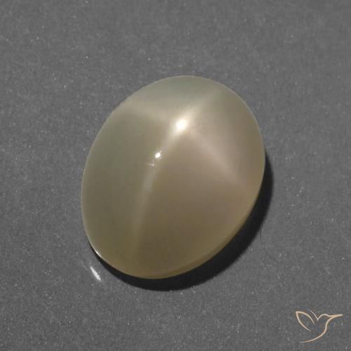 Pierre de Lune Étoilé Doré oval cabochon 12,3 x 9,7mm de l'Inde, poids de 6,35 ct, pierre gemme naturelle Non traité de pureté Translucide, 1 pièce Pierre de Lune Étoilé, couleur : Jaune clair, dureté de Mohs de 6 à 6.5, Photo A