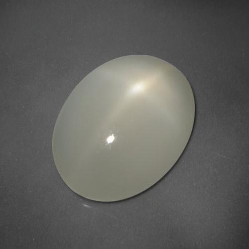 Light Green White Star Moonstone Gem - 5.6ct Oval Cabochon (ID: 418375)