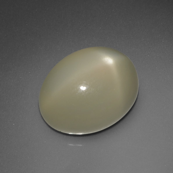 Light Yellow Star Moonstone Gem - 7.3ct Oval Cabochon (ID: 418398)