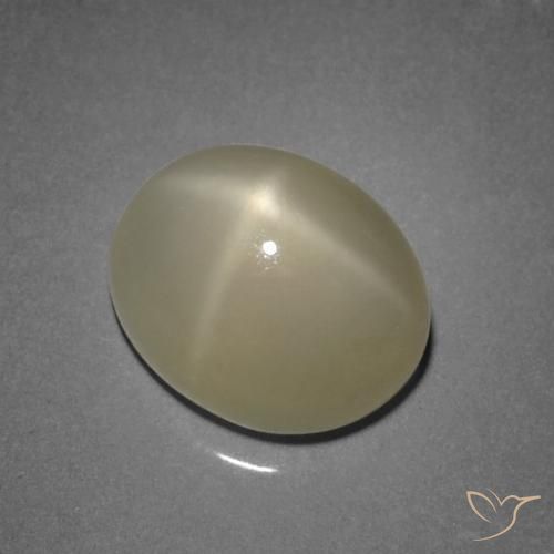Light Yellow Star Moonstone Gem - 7.3ct Oval Cabochon (ID: 420961)