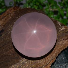 37.91 ct Pink Star Rose Quartz Gemstone, Star Rose Quartz Gem in Round Cabochon Shape for Sale.
