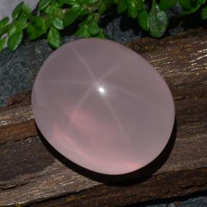 29.56 ct Pink Star Rose Quartz Gemstone, Star Rose Quartz Gem in Oval Cabochon Shape for Sale.
