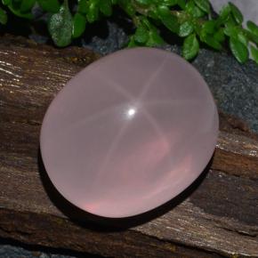 29.56 ct Pink Star Rose Quartz Stone, Natural Star Rose Quartz in Oval Cabochon Shape for Sale