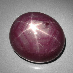 Star Ruby Gemstone in 20.3 x 17.6 mm Size for Sale, Star Ruby Stone in Purplish Red Color