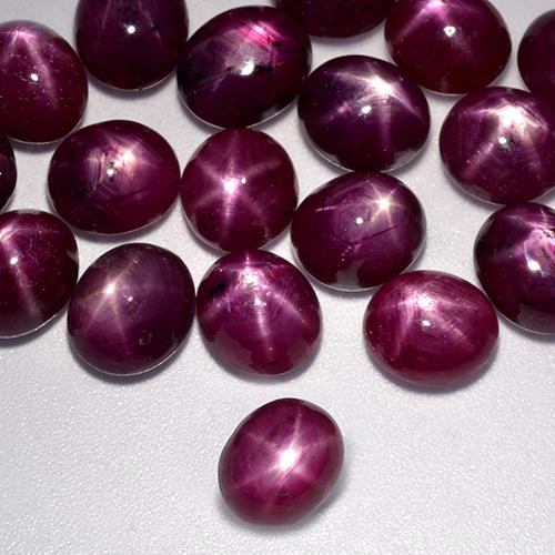 Raspberry Red Star Ruby Gem - 3.5ct Oval Cabochon (ID: 521726)