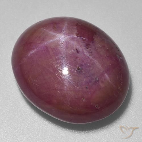 21.03 ct Purple Star Ruby Stone, Natural Star Ruby in Oval Cabochon Shape for Sale