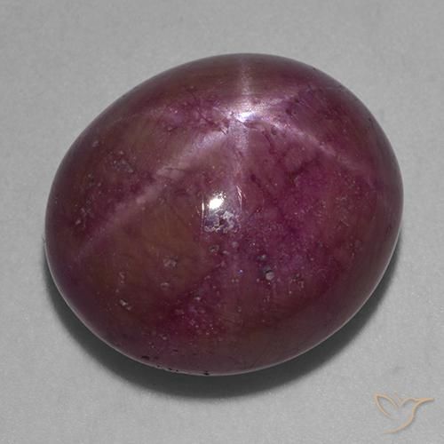 21.97 ct Purple Star Ruby Stone, Natural Star Ruby in Oval Cabochon Shape for Sale