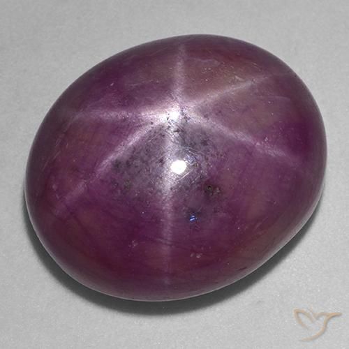 Rubino stellato 20,3 x 17,2mm viola Ovale cabochon dal Madagascar, peso di 37,2 ct, gemma naturale Riscaldato in purezza Opaque, 1 pezzo Rubino stellato - Colore: Viola Boysenberry, durezza Mohs di 9 adatto per gioielli da indossare ogni giorno, Photo A