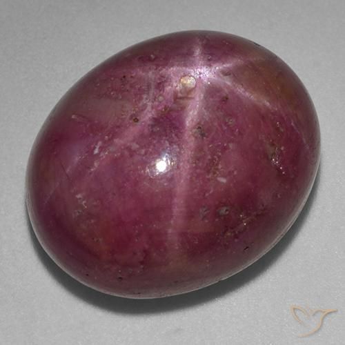 Rubino stellato 17,9 x 15mm viola Ovale cabochon dal Madagascar, peso di 25,89 ct, gemma naturale Riscaldato in purezza Opaque, 1 pezzo Rubino stellato - Colore: Prugna Viola, durezza Mohs di 9 adatto per gioielli da indossare ogni giorno, Photo A