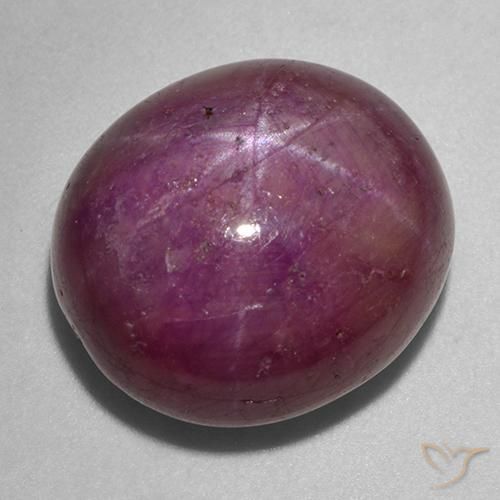 16,5 x 15mm Rubino stellato viola taglio ovale dal Madagascar, peso di 24,49 ct, pietra preziosa naturale Riscaldato in purezza Opaque, 1 pezzo Rubino stellato Ovale cabochon - Colore: Viola medio-scuro, durezza Mohs di 9 adatto per gioielli da indossare ogni giorno , Photo A