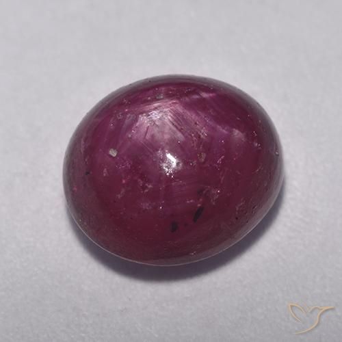 6.08 ct Purple Star Ruby Stone, Natural Star Ruby in Oval Cabochon Shape for Sale