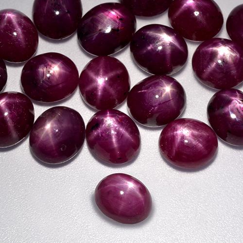 Star Ruby Gemstone in 8.6 x 7.4 mm Size for Sale, Star Ruby Stone in Raspberry Red Color