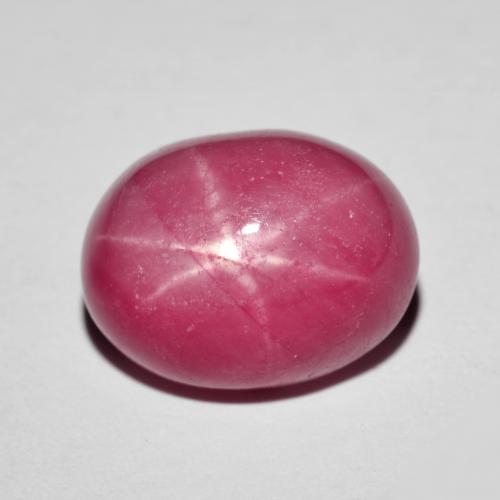 Rubí Estrella Roja Cabujón Óvalo de 13,3 x 10,4mm de Madagascar, peso de 11.86ct, piedra preciosa Caliente de forma natural en claridad Opaco, Rubí Estrella de 1 pieza: el color es Rojo claro, dureza Mohs de 9 Adecuado para joyas de uso diario, Photo A