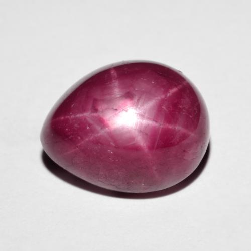 Rouge foncé Rubis Étoilé gemme - 9.6ct Poire cabochon (ID: 619373)