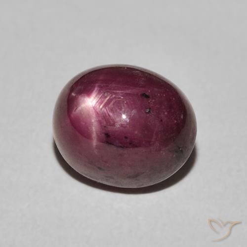 5.56 ct Purple Star Ruby Stone, Natural Star Ruby in Oval Cabochon Shape for Sale