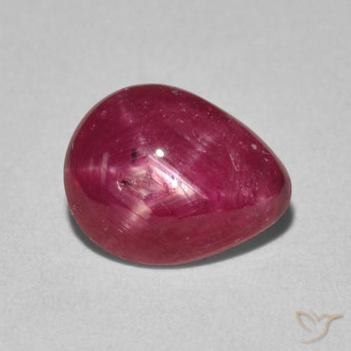 2.84ct Natural Medium Red Star Ruby, Pear Shape, Opaque