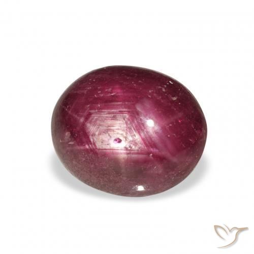 6.70ct Natural Medium Dark Reddish-Purple Star Ruby, Oval, Opaque