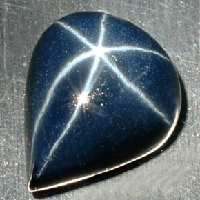 5.25 ct Blue Star Sapphire Gemstone, Star Sapphire Gem in Pear Cabochon Shape for Sale.