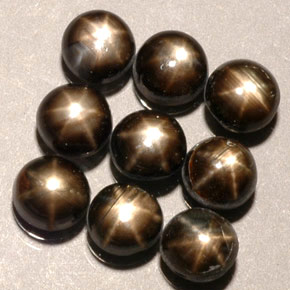 6.94 ct Black Star Sapphire Gemstone, Star Sapphire Gem in Round Cabochon Shape for Sale.
