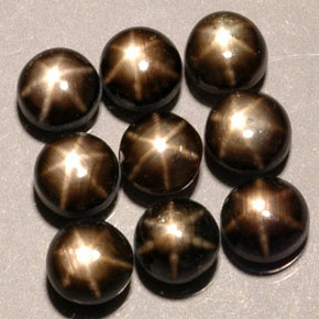 Star Sapphire Gemstone in 5 mm (calibrated) Size for Sale, Star Sapphire Stone in Black Color
