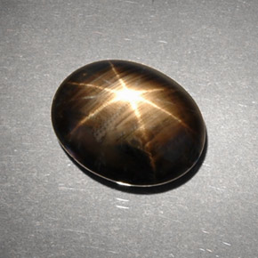 6.63 ct Black Star Sapphire Gemstone, Star Sapphire Gem in Oval Cabochon Shape for Sale.
