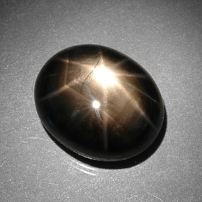 Star Sapphire Gemstone in 13.6 x 11.2 mm Size for Sale, Star Sapphire Stone in Black Color