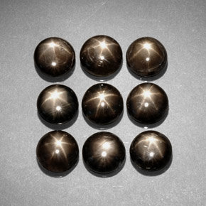 6.23 ct Black Star Sapphire Gemstone, Star Sapphire Gem in Round Cabochon Shape for Sale.