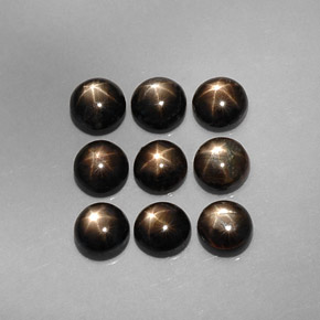 6.38 ct Black Star Sapphire Stone, Natural Star Sapphire in Round Cabochon Shape for Sale
