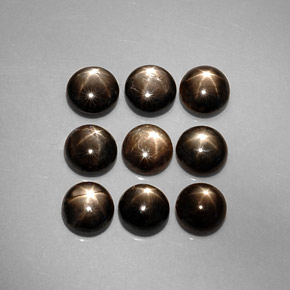 7.33 ct Black Star Sapphire Stone, Natural Star Sapphire in Round Cabochon Shape for Sale