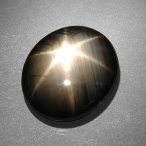 13.06 ct Black Star Sapphire Gemstone, Star Sapphire Gem in Oval Cabochon Shape for Sale.