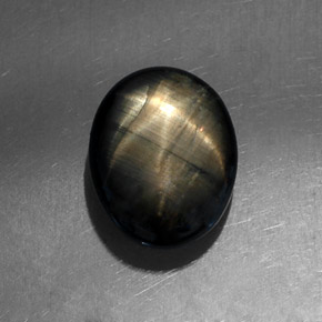 4.26 ct Black Star Sapphire Gemstone, Star Sapphire Gem in Oval Cabochon Shape for Sale.