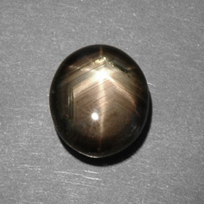 5.82 ct Black Star Sapphire Gemstone, Star Sapphire Gem in Oval Cabochon Shape for Sale.